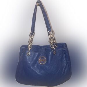 Genuine Micheal Kors Fulton Navy Blue leather  Shoulder Bag